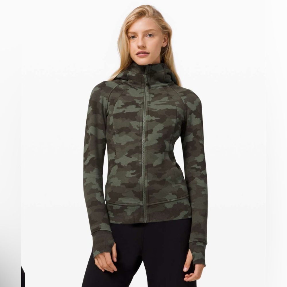 Lululemon Scuba Hoodie Full Zip Heritage 365 Camo Green Twill Multi